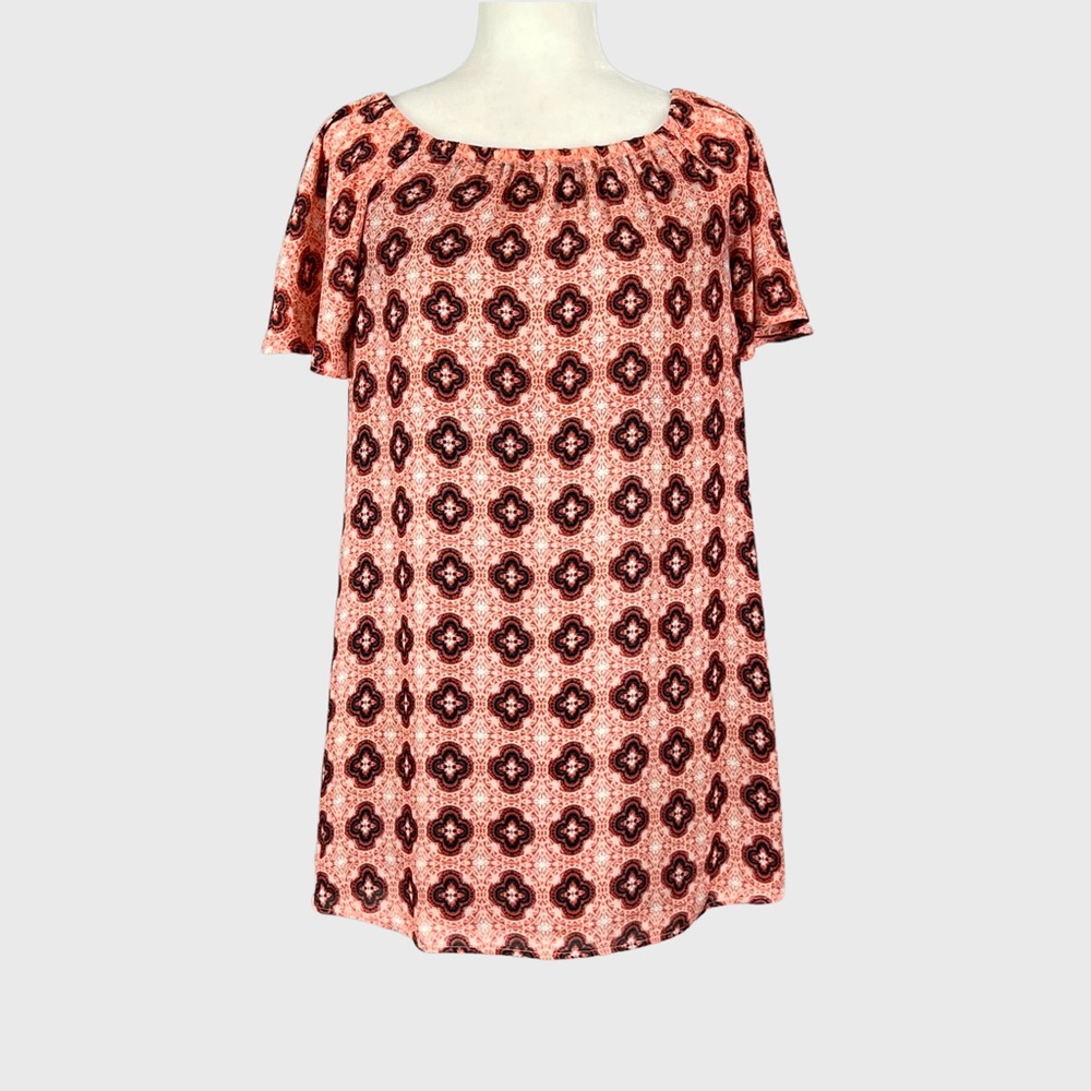 Three Eighty Two Womens Short Sleeve Off Shoulder Dress Orange Salmon size XS